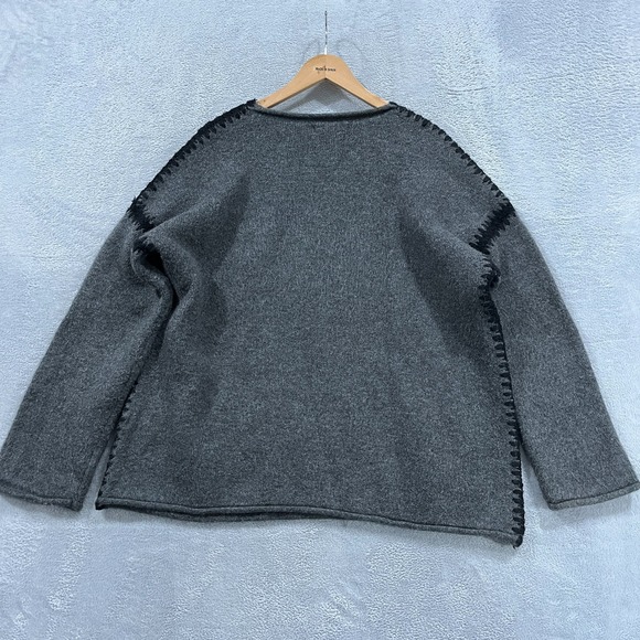 Zara Sweater Womens Large Pullover Gray Acrylic Fisherman Cottage Old Money Rare - Picture 2 of 8